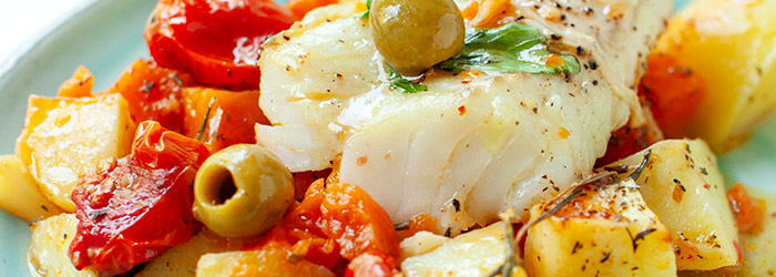 Dorsz zapiekany z dynią i ziemniakami